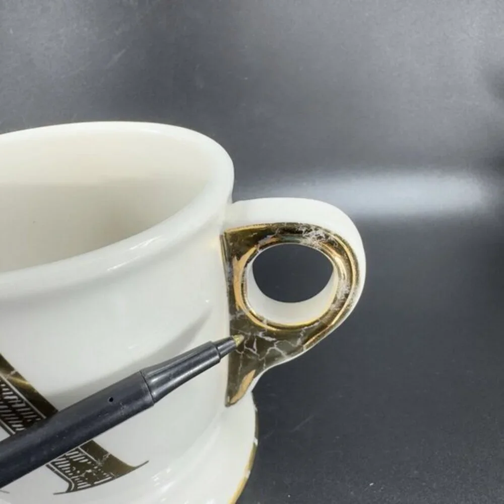 Anthropologie Letter A Initial Gold‎ Monogram White Coffee Mug Cup Ceramic Mug
